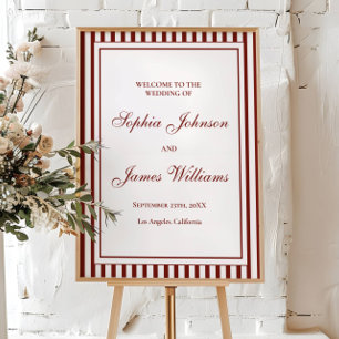 Affiche Sage Green Stripe Ancien Argent Mariage Bienvenue