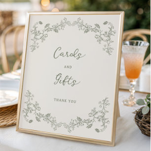 Affiche Sage Green Vintage Chinoiserie Cartes Cadeaux Post