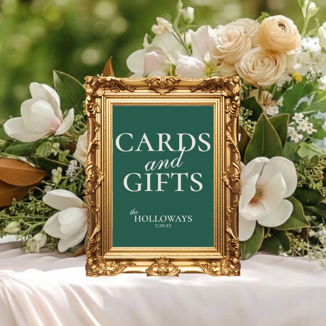 Affiche Sage Green Wedding Reception Gift Table Sign (Wedding Bridal Shower Cards and Gifts Poste)
