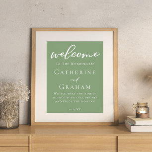 Affiche Sage Green White Typographie minimaliste Mariage