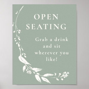 Affiche Sage minimaliste Vert Floral Open Seigneurs