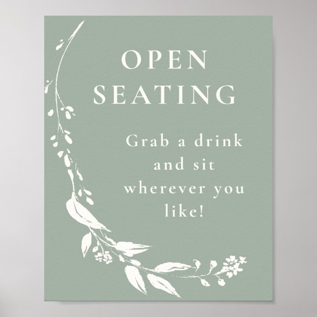 Affiche Sage minimaliste Vert Floral Open Seigneurs (Devant)