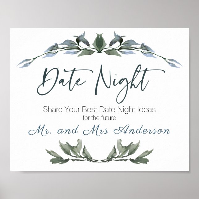 Affiche Sage Silver Green Floral Date Nuit Signal (Devant)