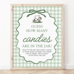 Affiche Sage Vert Golf Devinez Combien de Bonbons Baby Sho