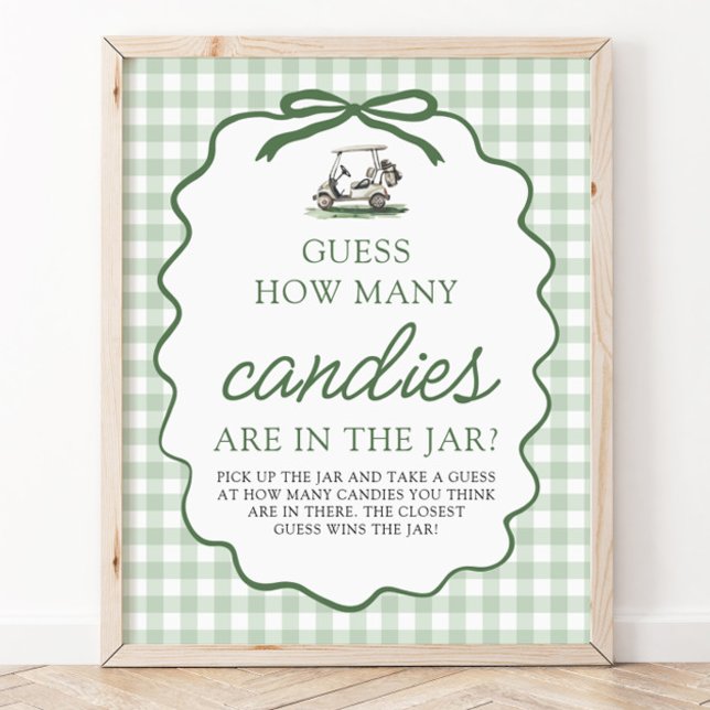 Affiche Sage Vert Golf Devinez Combien de Bonbons Baby Sho (Sage Green Golf Guess How Many Candies Baby Shower Sign)
