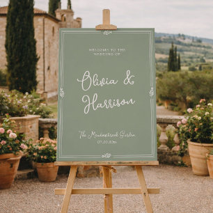 Affiche Sage Vert Olive Ancienne Fortune Jardin Mariage Bi