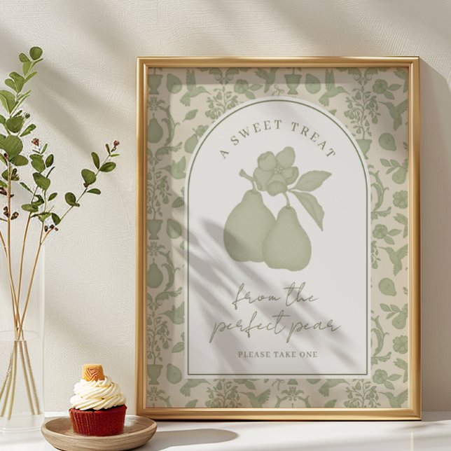 Affiche Sage Vert Parfait Pear Fête des mariées Favoriser  (Sweet Treat Party Sign)
