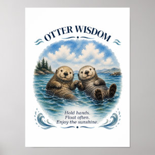 Affiche Sagesse de la loutre aquarelle Inspirante