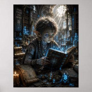 Affiche Sagesse / Gardien de runes / Bibliothèque ancienne