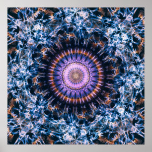 Affiche Sagittaire A Mandala d'art abstrait lumineux de l'