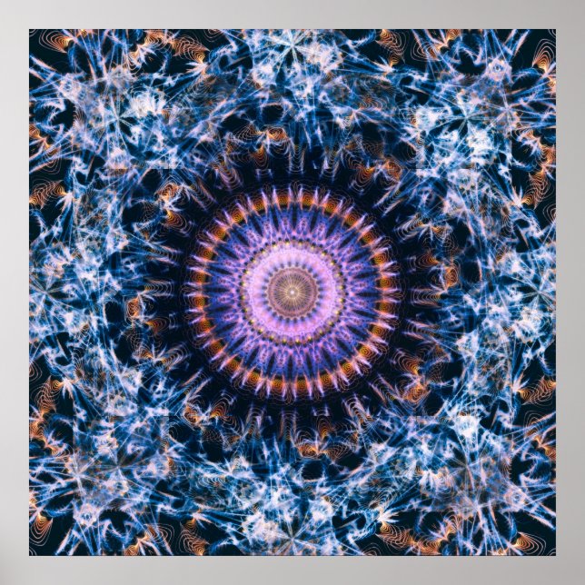 Affiche Sagittaire A Mandala d'art abstrait lumineux de l' (Devant)
