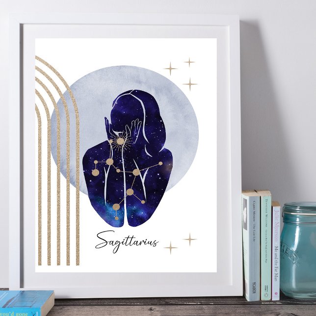 Affiche Sagittaire Blue Feminine Zodiac Design (Créateur téléchargé)
