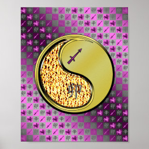 Affiche Sagittaire et lapin métallique