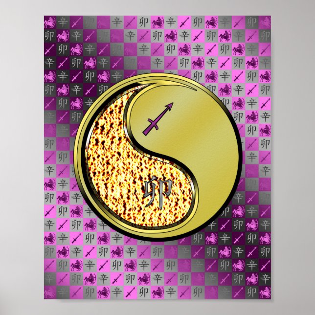 Affiche Sagittaire et lapin métallique (Devant)