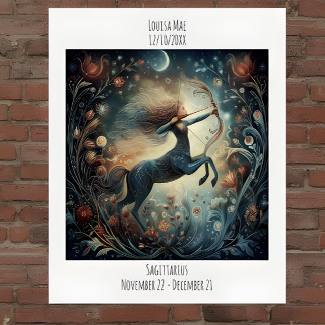Affiche Sagittaire Nom d'Astrologie du Zodiaque & Date de  (Créateur téléchargé)