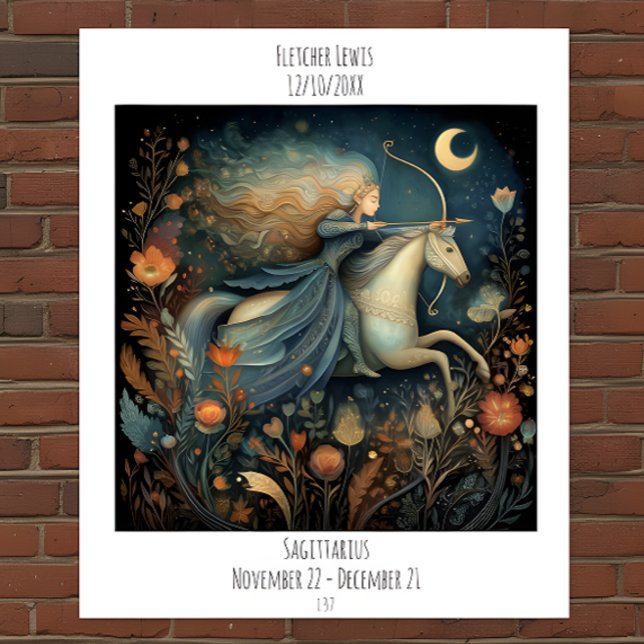 Affiche Sagittaire Nom Zodiaque Astrologie & Anniversaire (Créateur téléchargé)