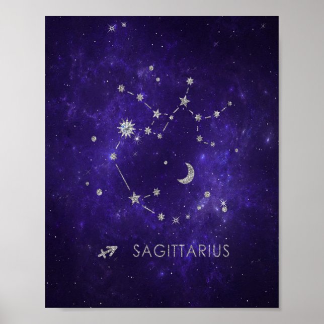 Affiche Sagittaire pourpre zodiaque | Horoscope astrologiq (Devant)
