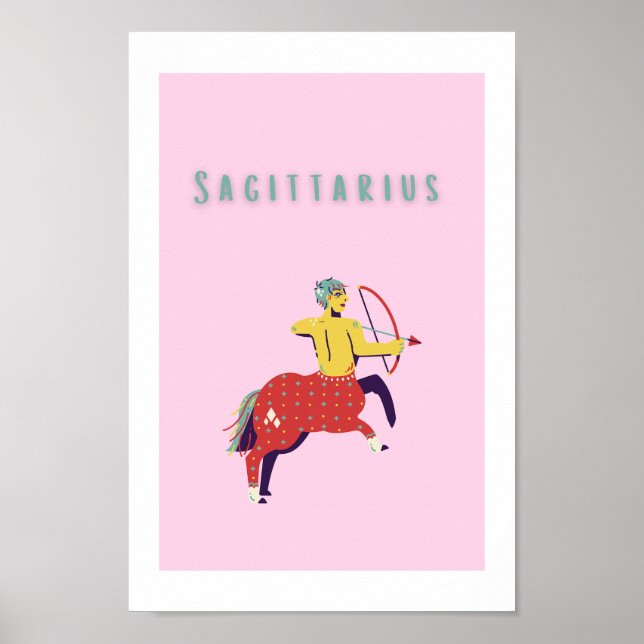 Affiche Sagittaire rose, zodiaque, signe du zodiaque (Devant)