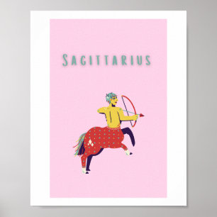 Affiche Sagittaire rose, zodiaque, signe du zodiaque
