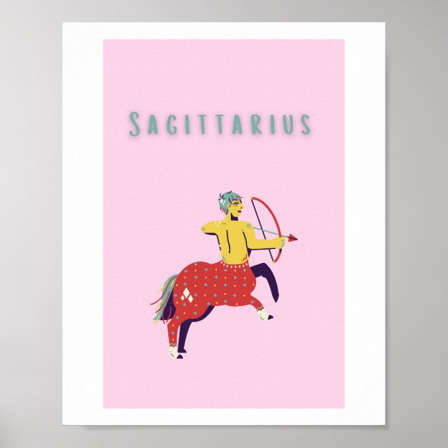 Affiche Sagittaire rose, zodiaque, signe du zodiaque (Devant)