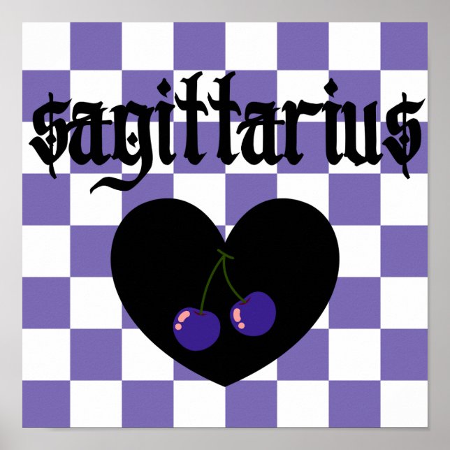 Affiche Sagittarius Gothique Esthétique À damiers Cerise A (Devant)