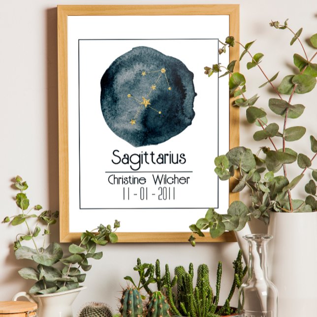 Affiche Sagittarius signe Zodiac : Nom personnalisé et ann (Créateur téléchargé)