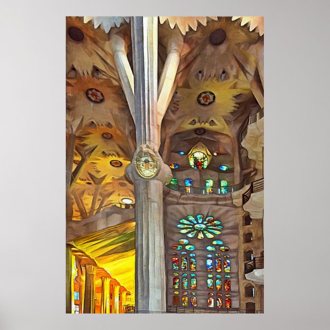 Affiche Sagrada Familia. Intérieur. Vue 11. (Devant)