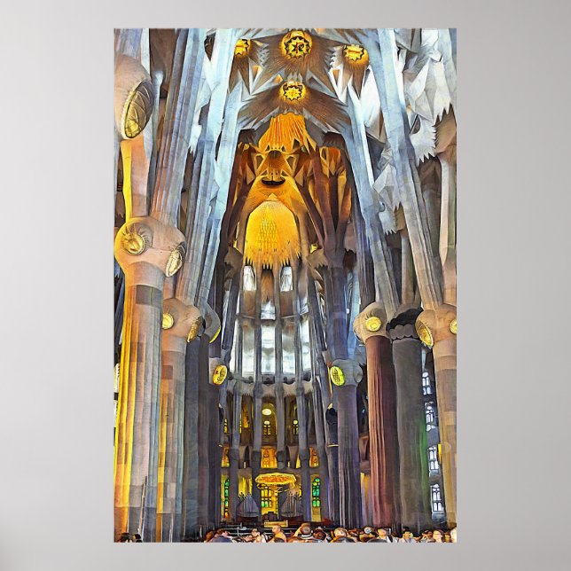 Affiche Sagrada Familia. Intérieur. Vue 15. (Devant)