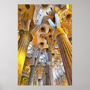 Affiche Sagrada Familia. Intérieur. Vue 16.