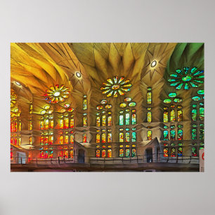 Affiche Sagrada Familia. Intérieur. Vue 19.
