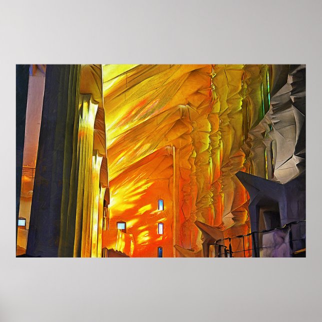 Affiche Sagrada Familia. Intérieur. Vue 2. (Devant)