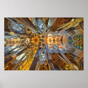 Affiche Sagrada Familia. Intérieur. Vue 20.