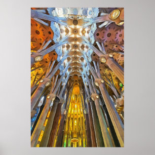 Affiche Sagrada Familia. Intérieur. Vue 21.