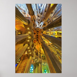Affiche Sagrada Familia. Intérieur. Vue 26.