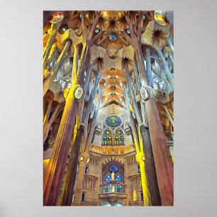 Affiche Sagrada Familia. Intérieur. Vue 29.