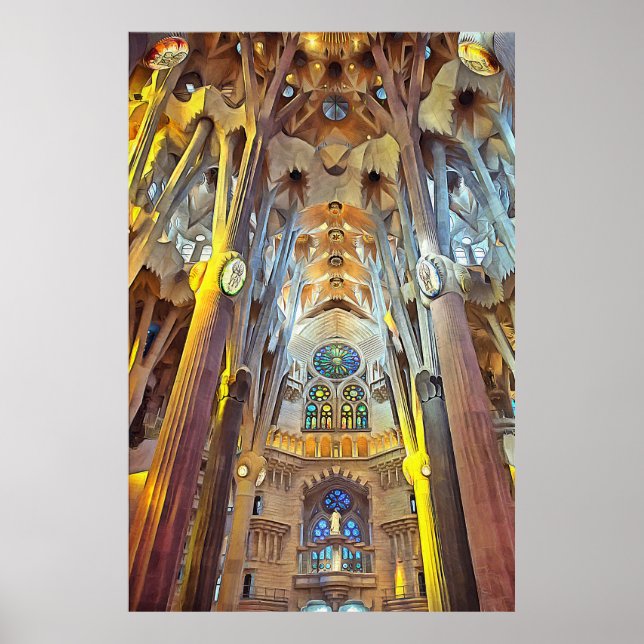Affiche Sagrada Familia. Intérieur. Vue 29. (Devant)