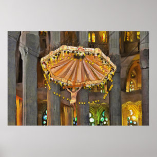 Affiche Sagrada Familia. Intérieur. Vue 4.