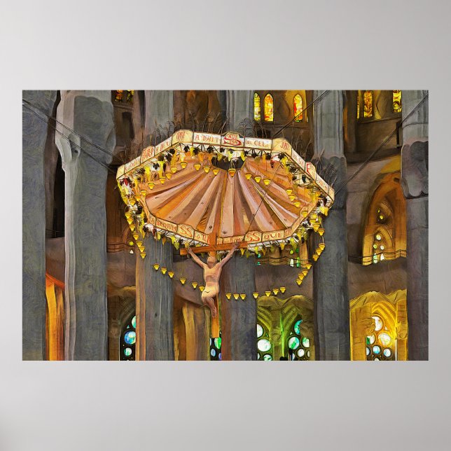 Affiche Sagrada Familia. Intérieur. Vue 4. (Devant)