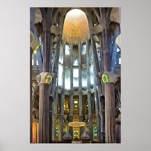 Affiche Sagrada Familia. Intérieur. Vue 6.
