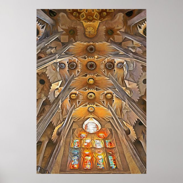 Affiche Sagrada Familia. Intérieur. Vue 7. (Devant)