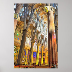 Affiche Sagrada Familia. Intérieur. Vue 9.