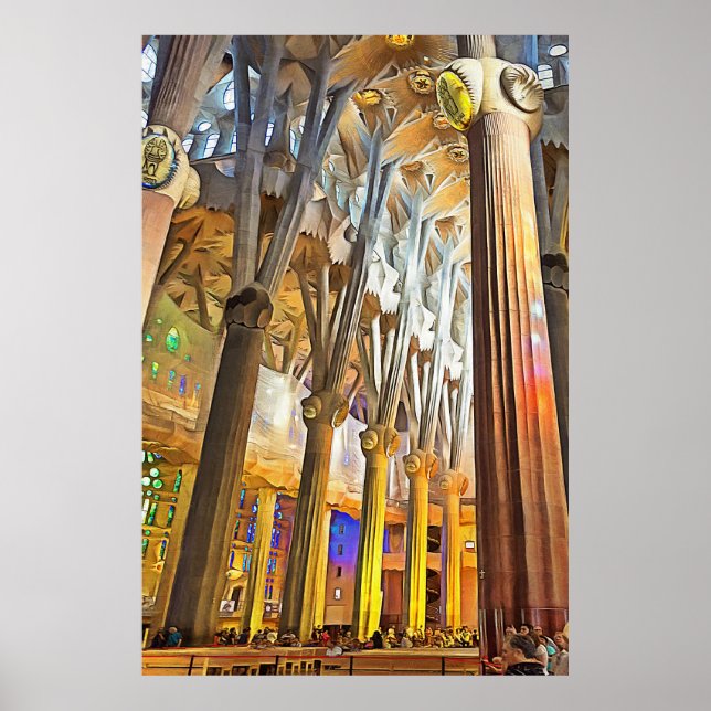 Affiche Sagrada Familia. Intérieur. Vue 9. (Devant)
