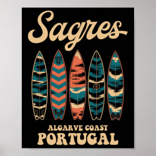 Affiche Sagres côte de l'Algarve Portugal Planche de surf