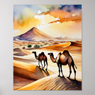 Affiche Sahara Desert Watercolor Art Imprimer
