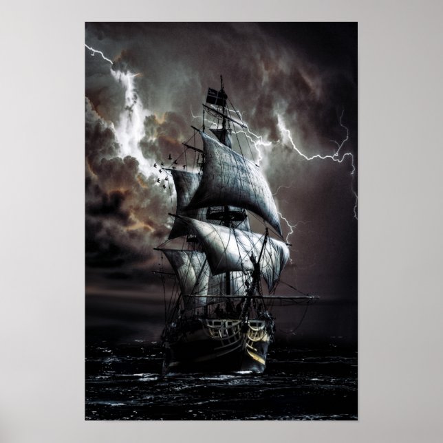 Affiche Sailboat in the storm (Devant)