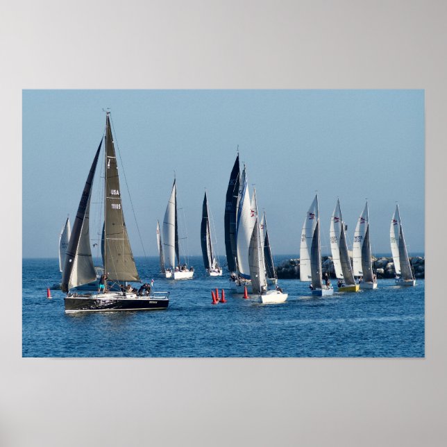 Affiche Sailboats Entering Channel. Marina Del Rey, CA (Devant)