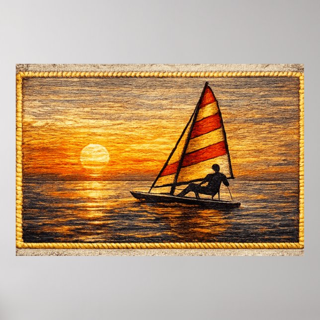 Affiche Sailing at Sunset Canvas Wall Art  (Devant)