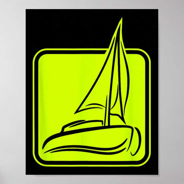 Affiche Sailing Logo Symbol Square Sailboat Ship Captain C (Devant)