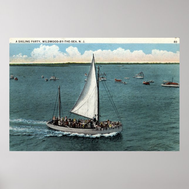 Affiche Sailing Party Wildwood by the Sea NJ Vintage 1934 (Devant)