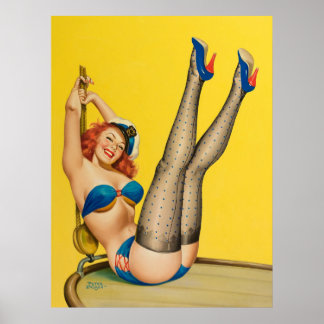 Affiche Sailor girl ! Pochette sexy Vintage Pin up girl ar